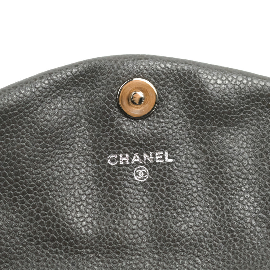 Chanel Half Moon Wallet on Chain WOC Dark Grey Caviar Silver Hardware