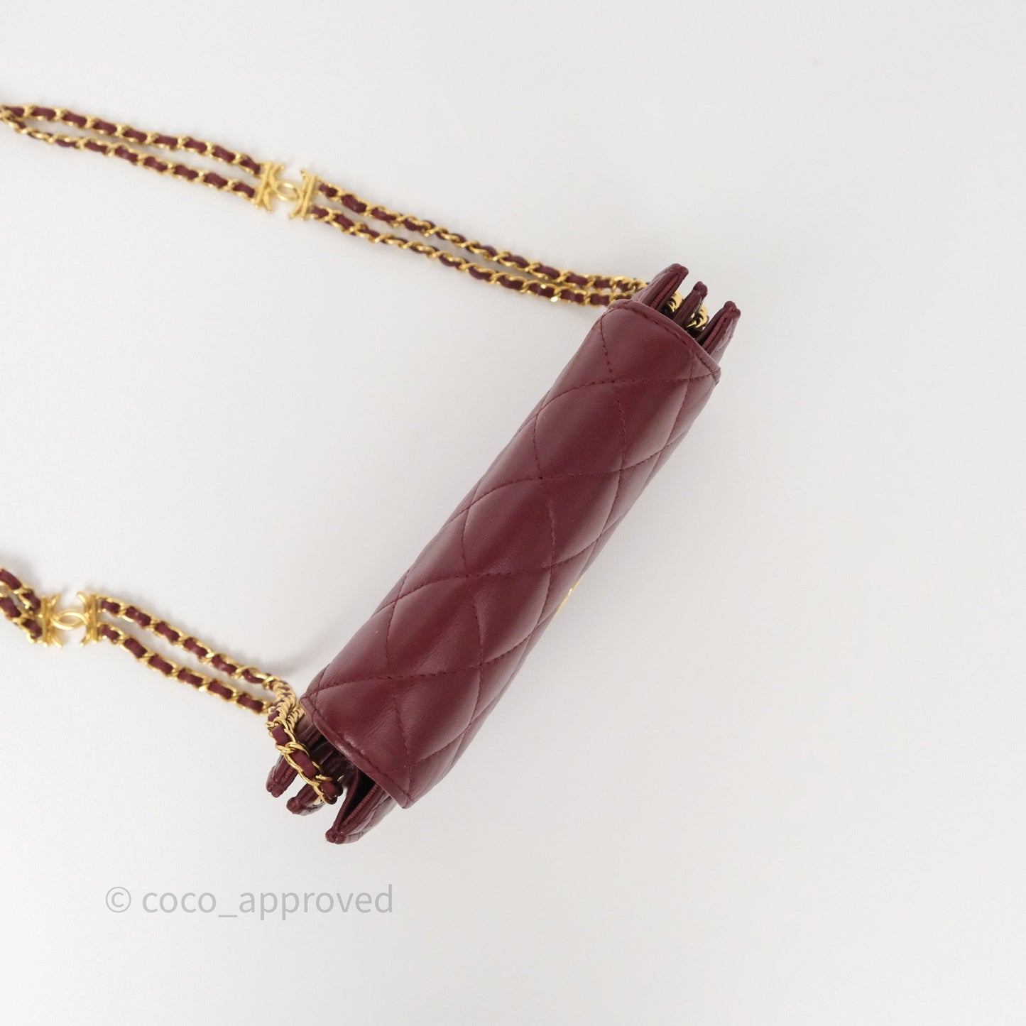 Chanel Mini WOC with CC Chain Burgundy Lambskin Gold Hardware 22K