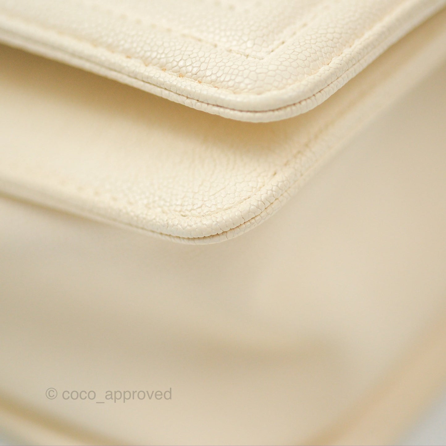 Chanel Medium Boy Quilted Ivory Caviar Aged Gold Hardware