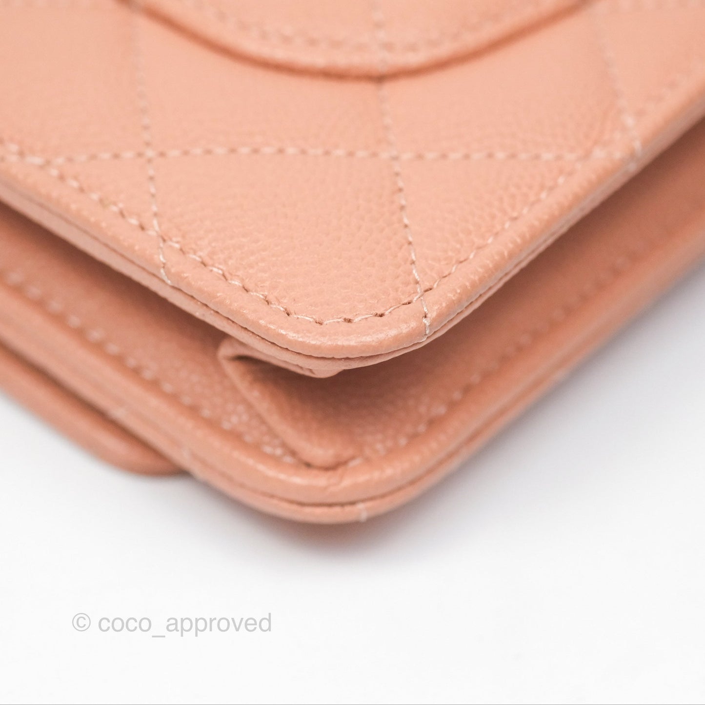 Chanel Quilted Wallet On Chain WOC Rosy Beige Caviar Gold Hardware