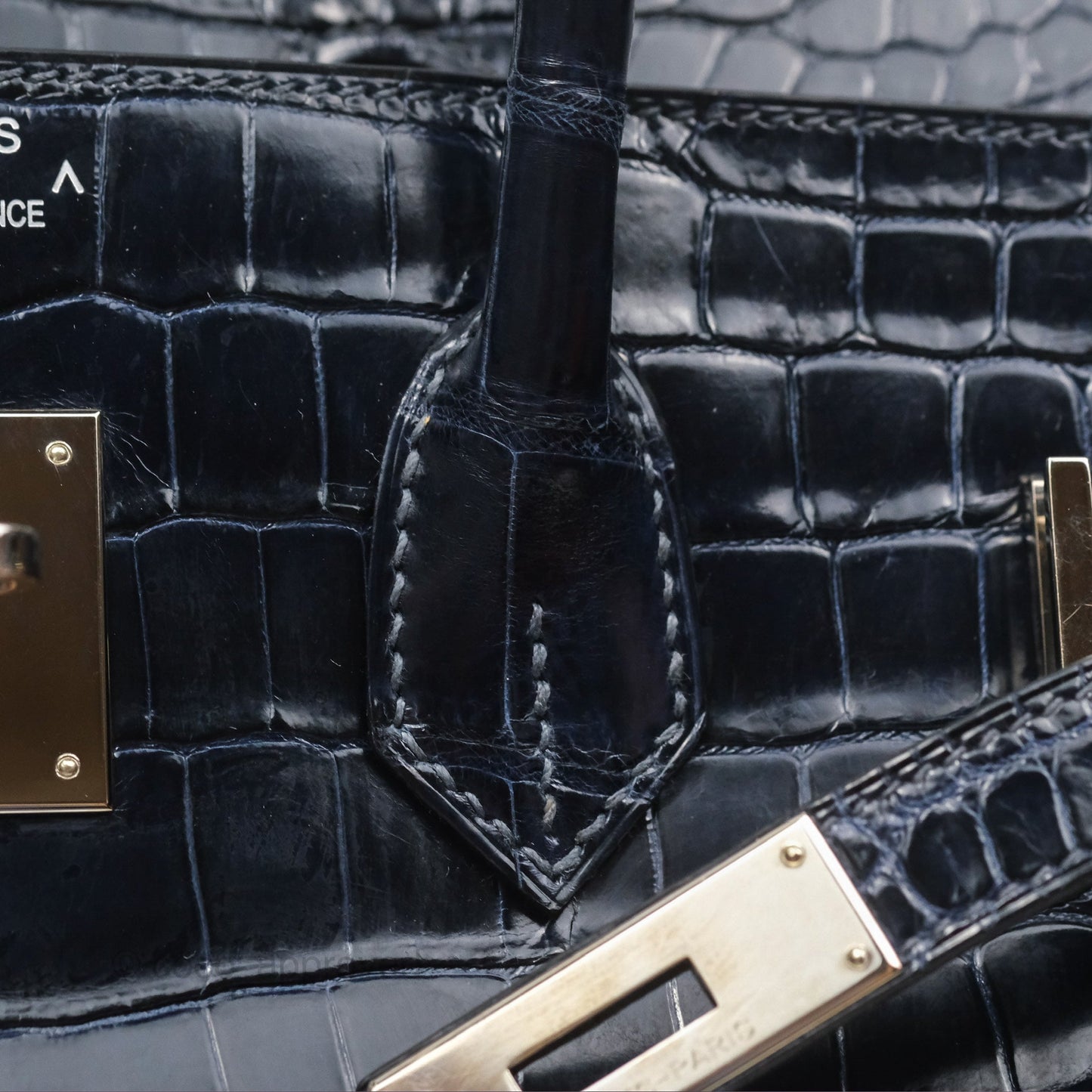 Hermès Birkin 35 Porosus Marine 78 Palladium Hardware