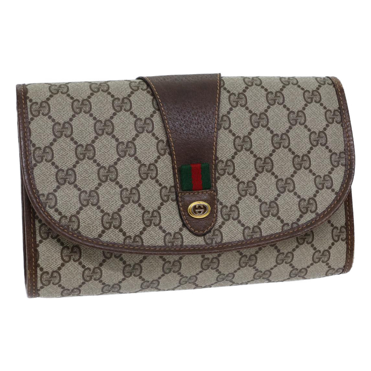 Luxury Gucci Trending 2025 GG Canvas Web Sherry Line Clutch Bag PVC Beige Green Red  72156