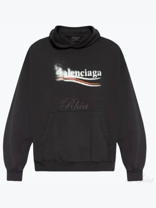 Luxury Balenciaga Political Stencil Medium Fit Hoodie Black