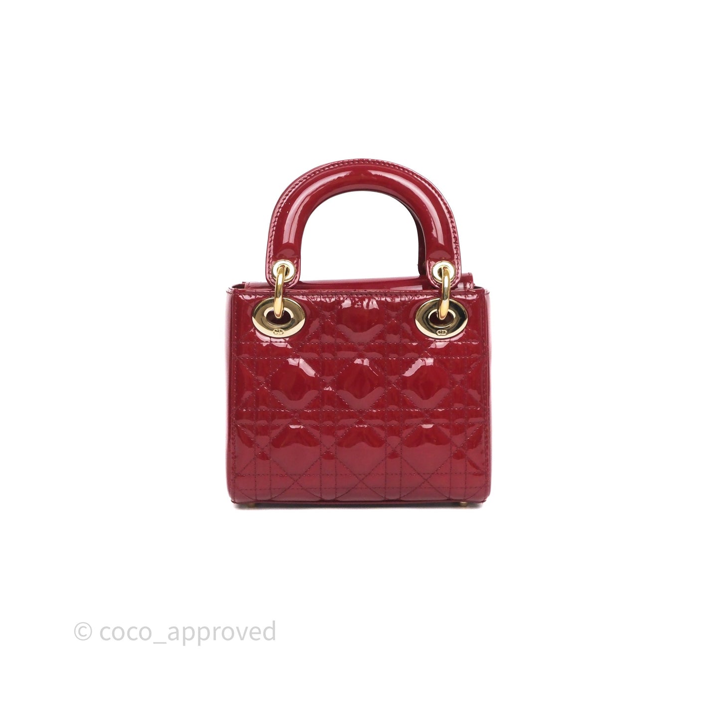 Christian Dior Mini Lady Dior Red Patent Cannage Gold Hardware