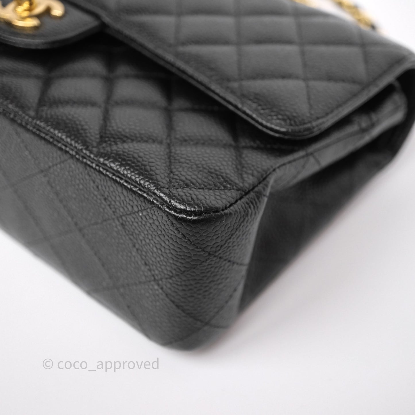 Chanel Classic M/L Medium Flap Quilted Black Caviar Gold Hardware