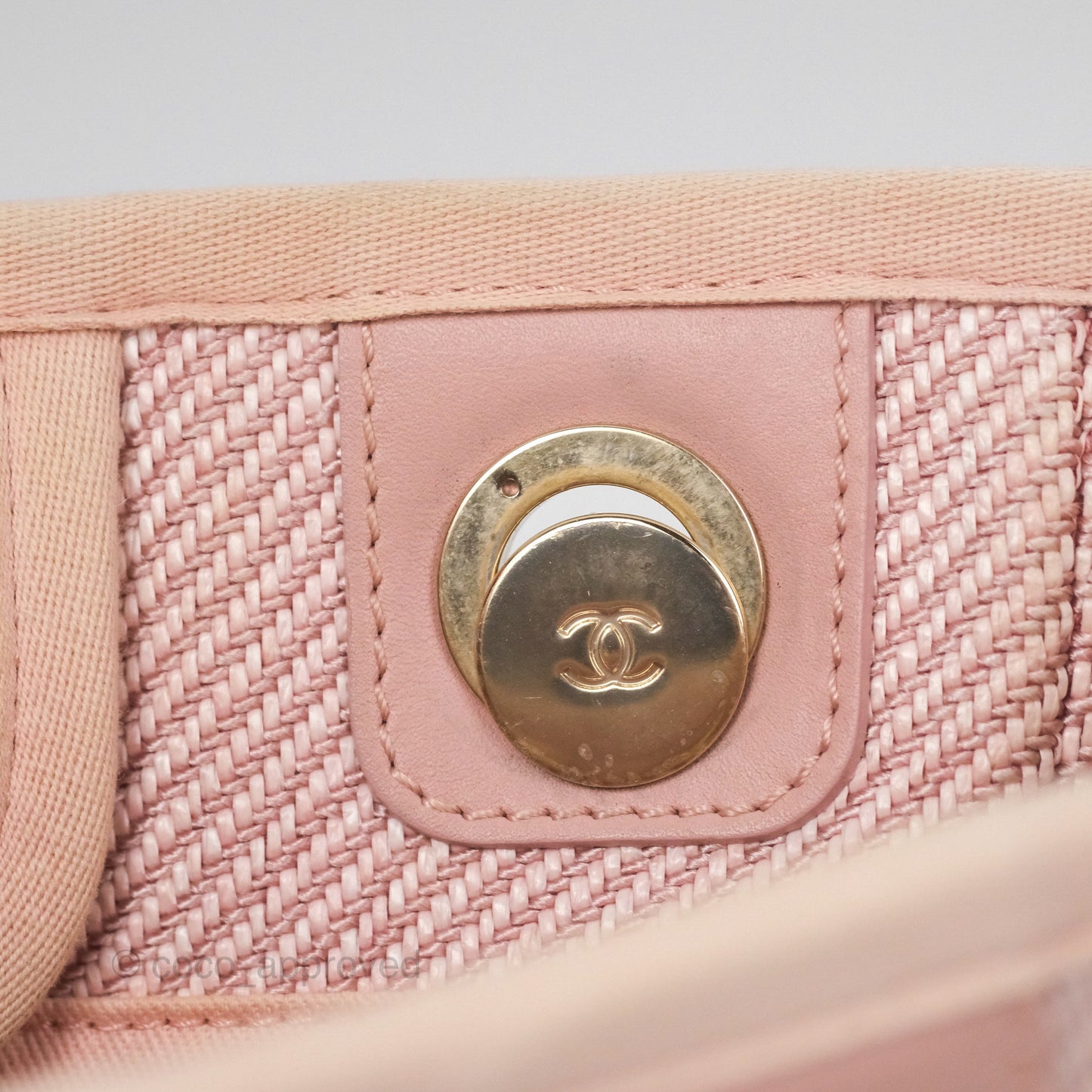 Chanel Small Vertical Deauville Canvas Pink Gold Hardware