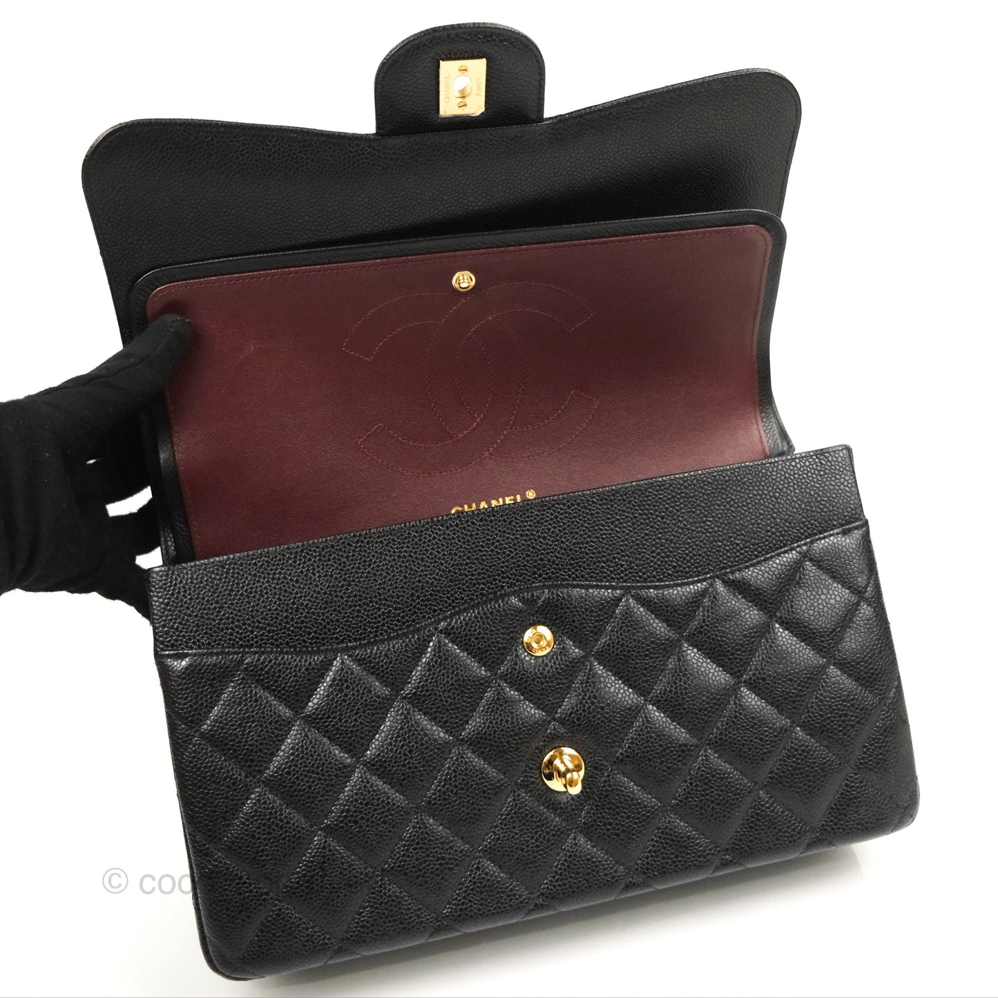 Chanel Jumbo Double Flap Black Caviar Gold Hardware⁣⁣