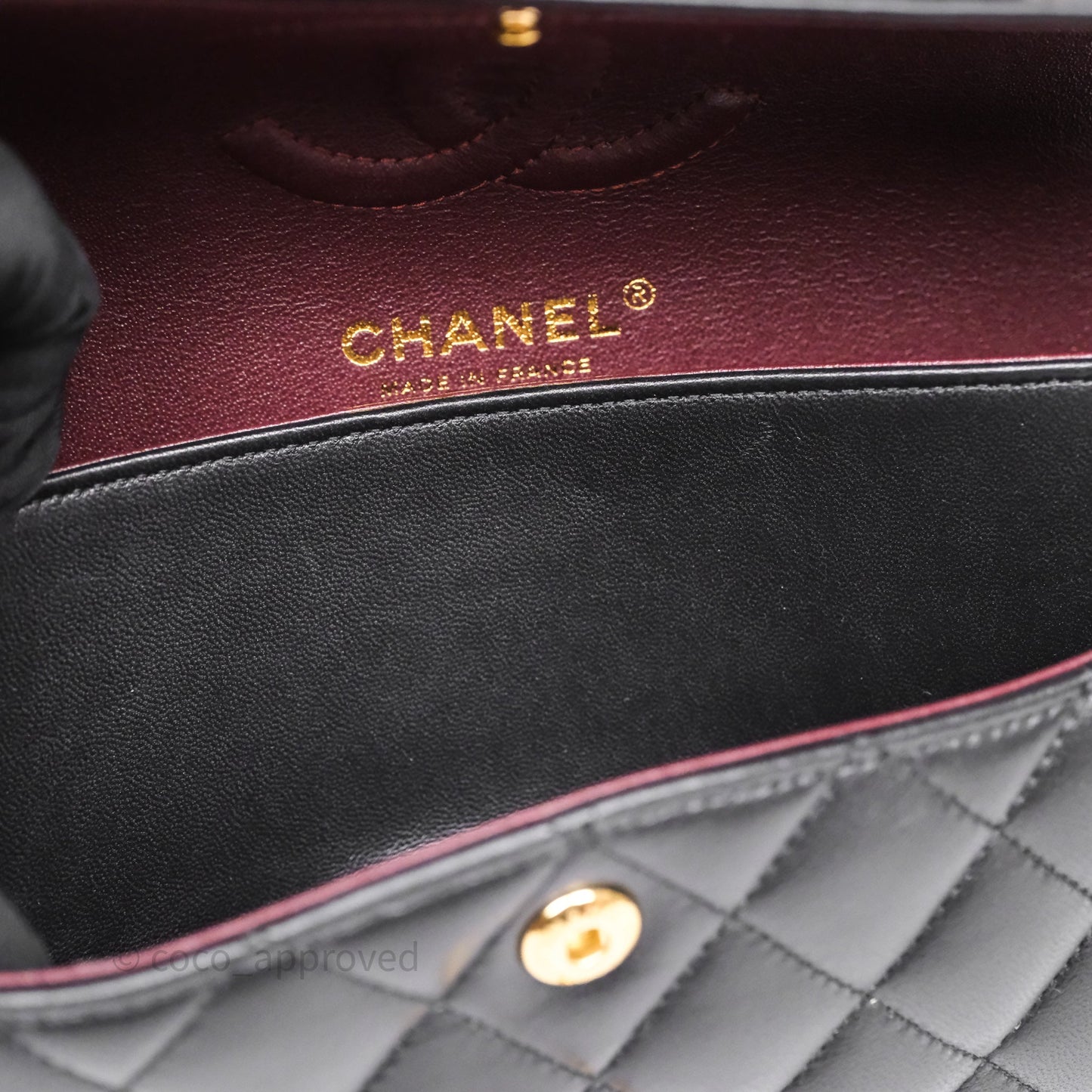 Chanel Small Classic Flap Quilted Black Lambskin Gold Hardware