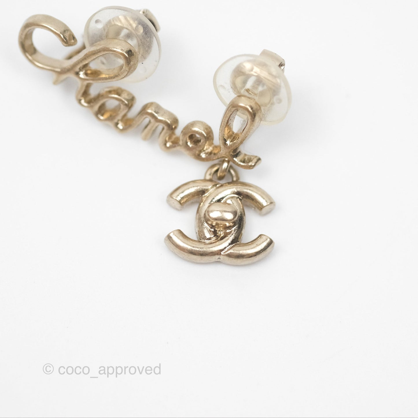 Chanel Logo CC Turnlock Ear Clips Gold Tone 21P