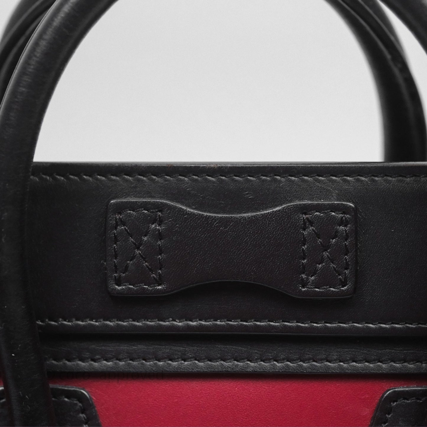 Celine Nano Luggage Satin Calfskin Gold Hardware Red/ Dark Brown