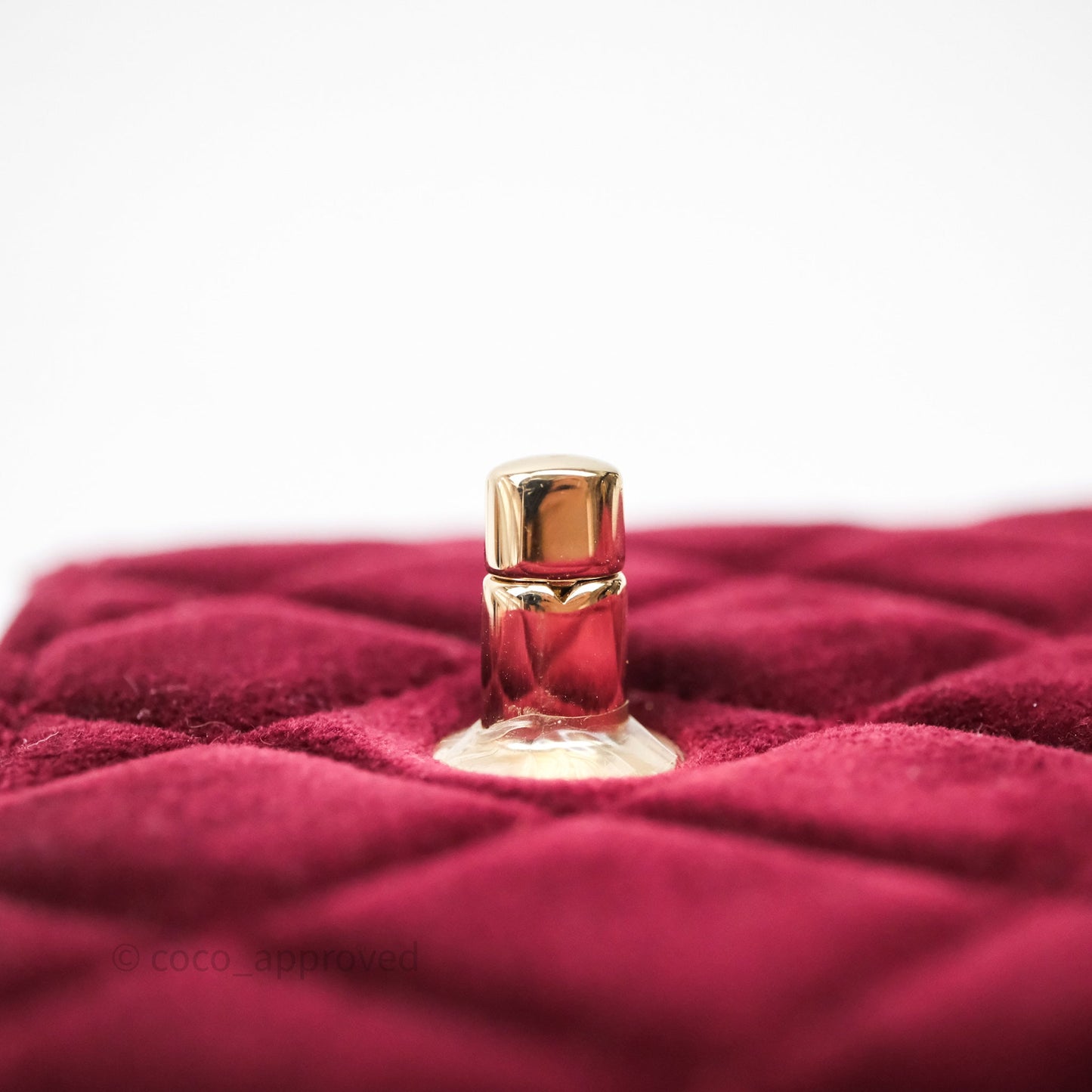 Chanel Quilted Phone Holder Crystals Pearl Crush Red Velvet Gold Hardware