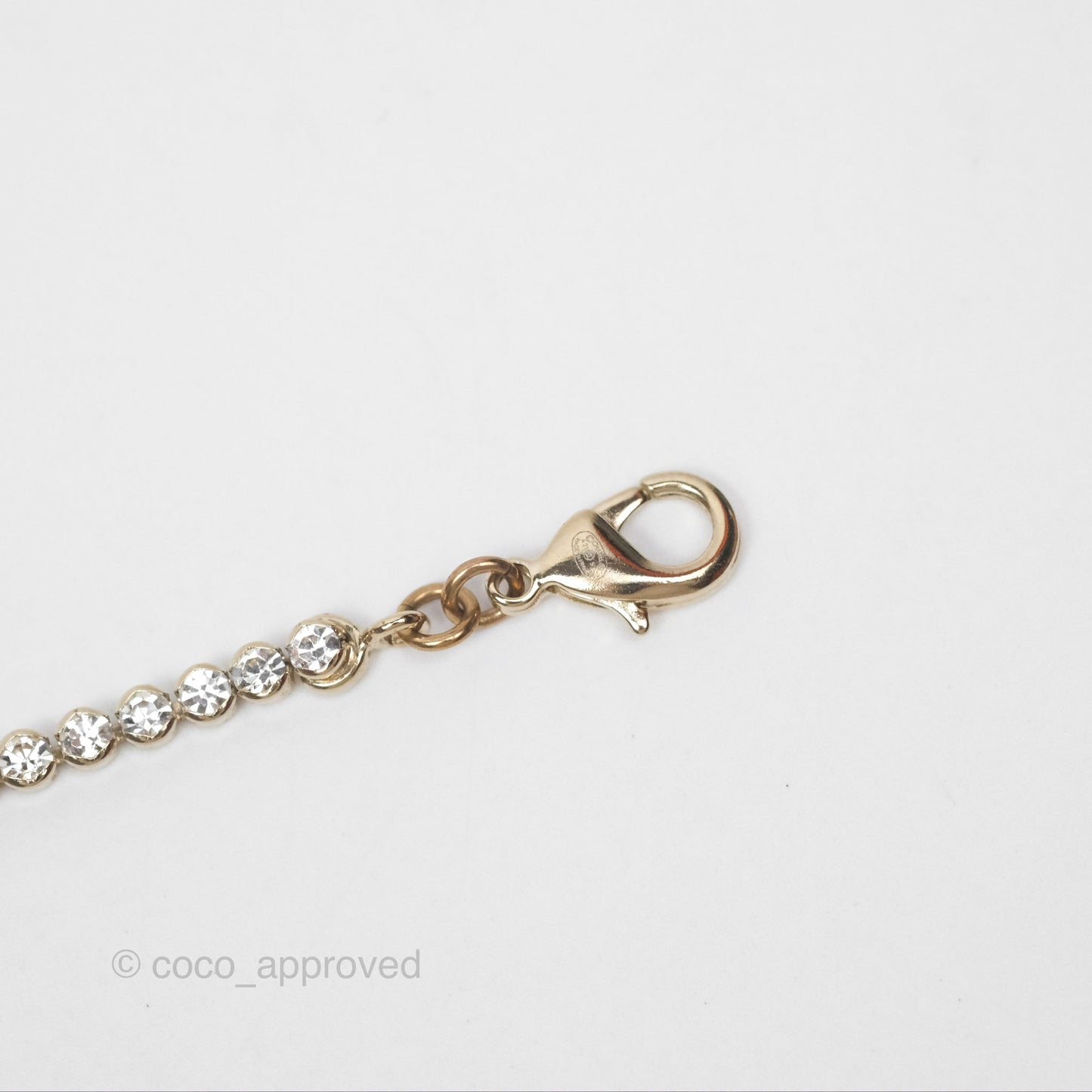 Chanel CC Crystal Chain Choker Necklace Gold Tone 21S