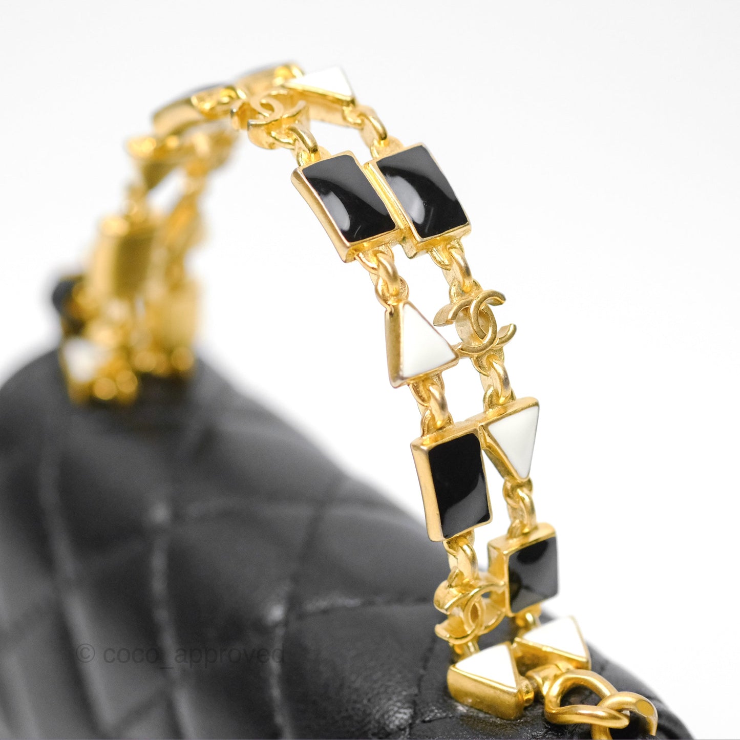 Chanel Mini Enamel Handle Clutch on Chain Black Lambskin Gold Hardware 22B