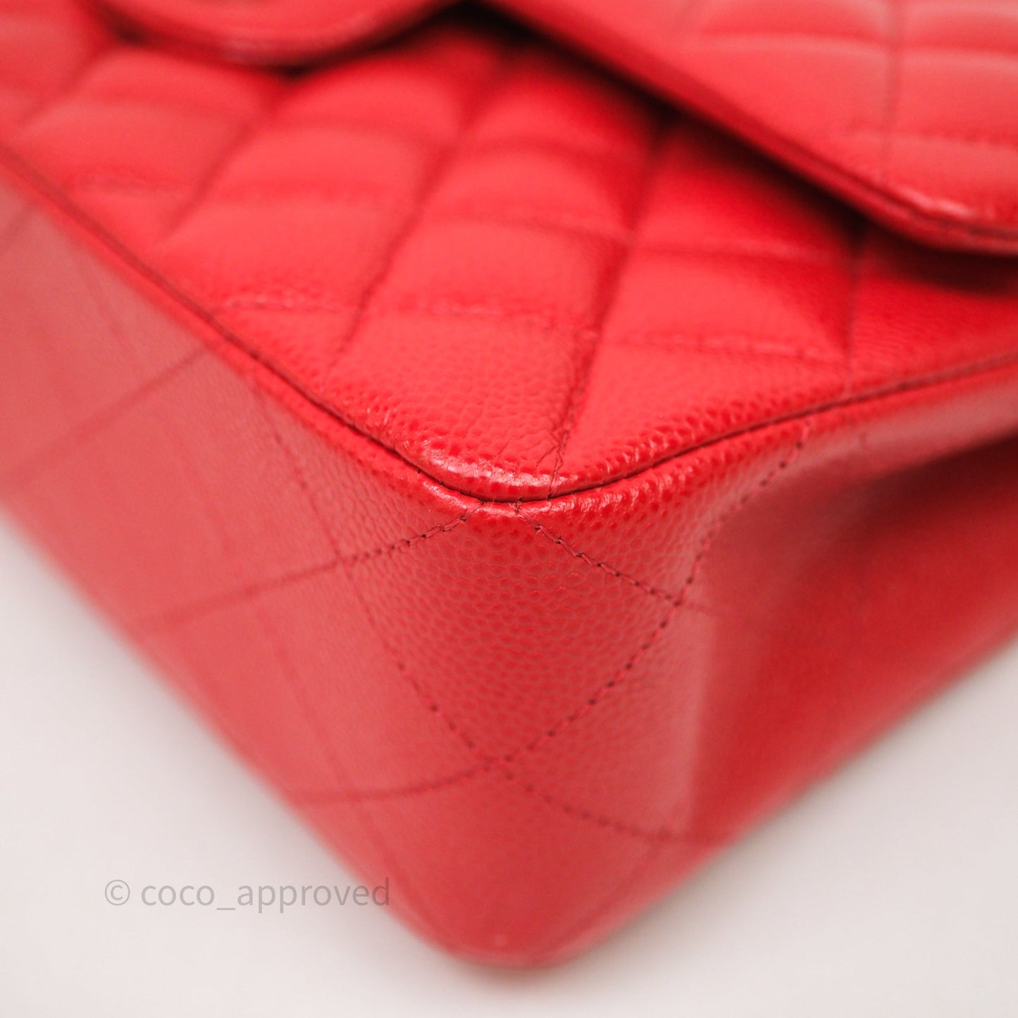 Chanel Small Classic Flap Quilted Red Caviar Silver Hardware