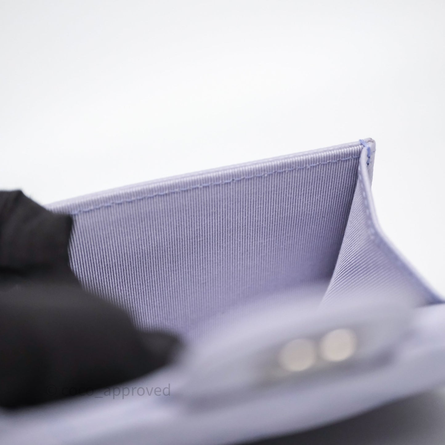 Chanel Quilted Flap Card Holder Lilac Caviar Silver Hardware