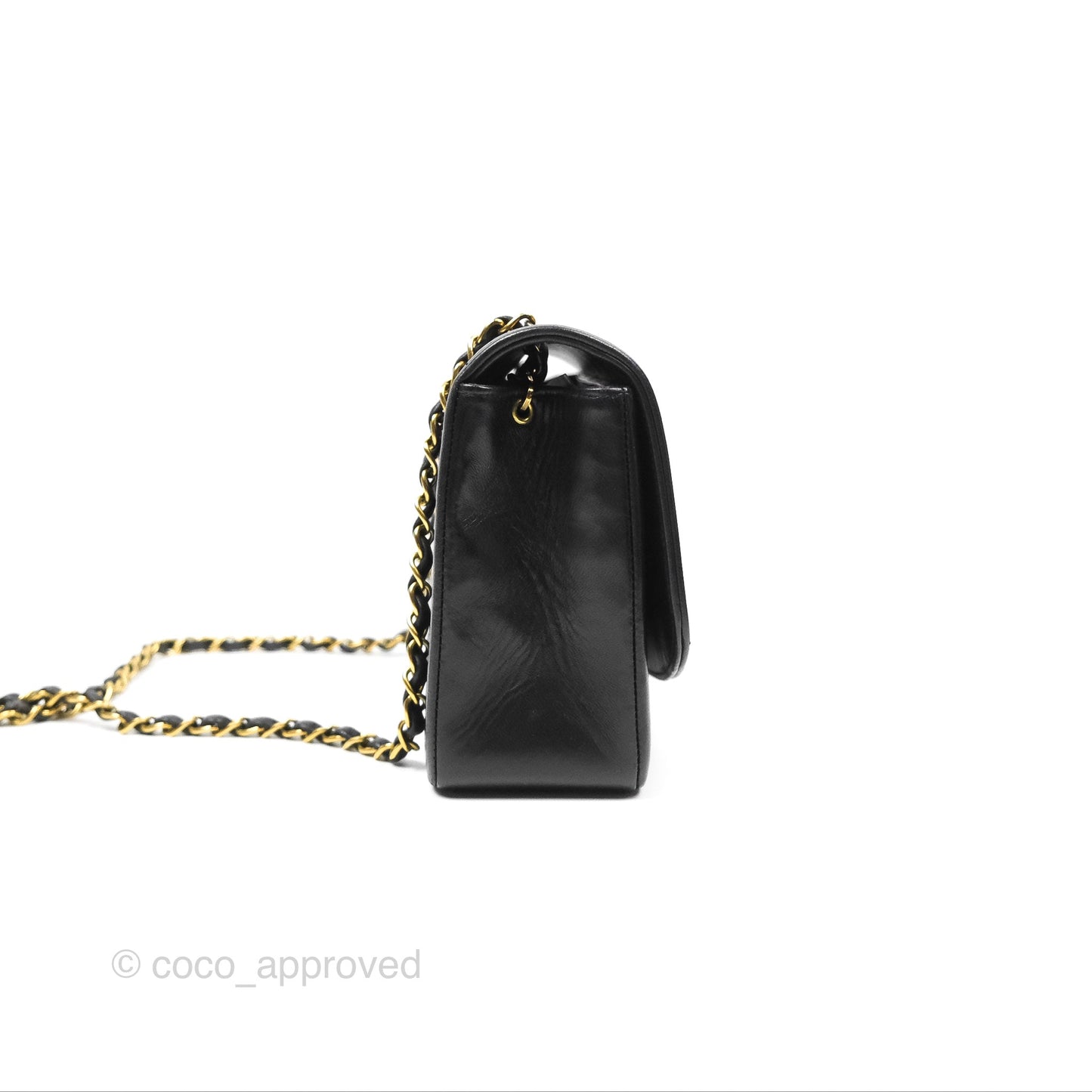 Chanel Vintage Quilted Medium Classic Diana Flap Bag Black Lambskin 24K Gold Hardware