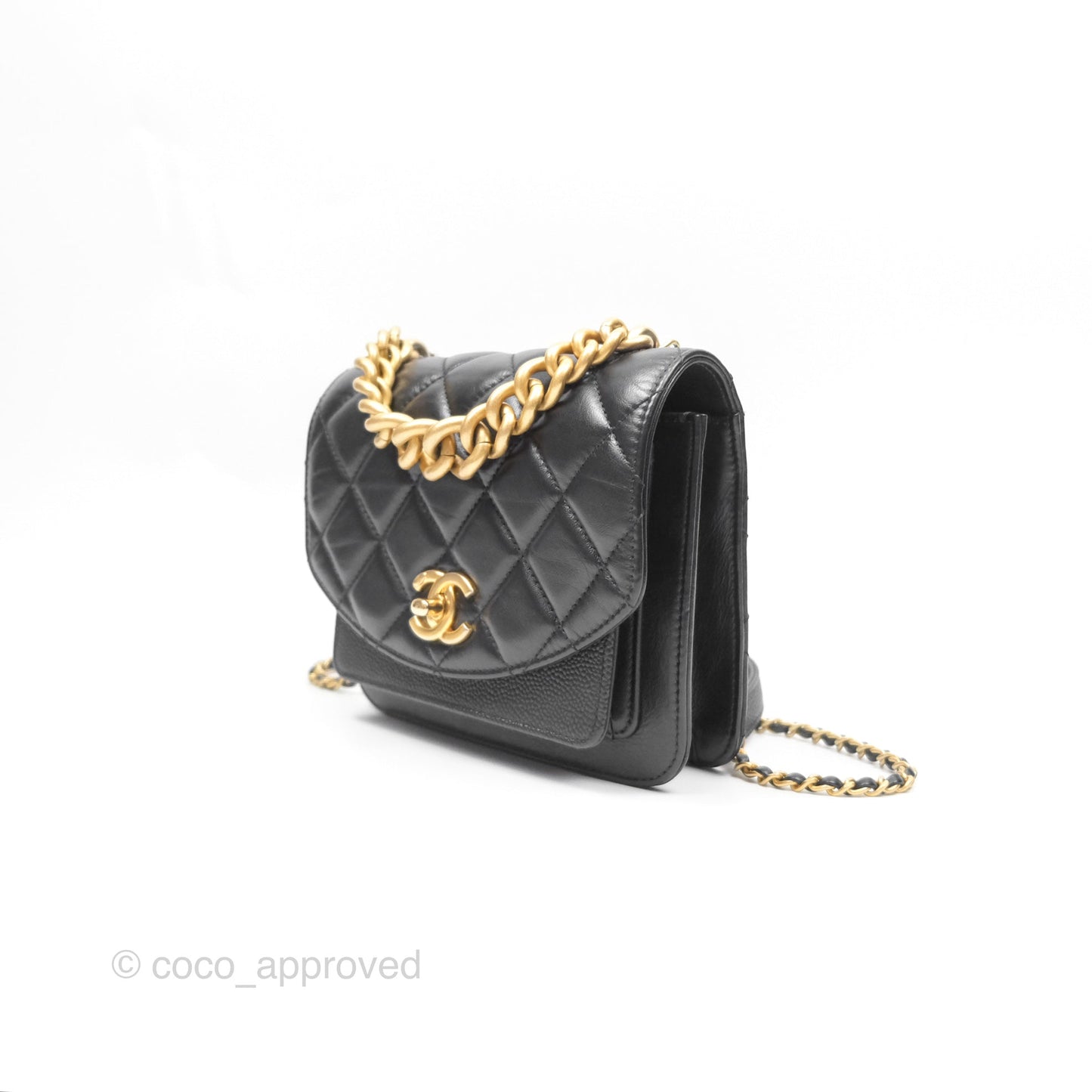 Chanel Chain Handle Small Flap Bag Black Calfskin
