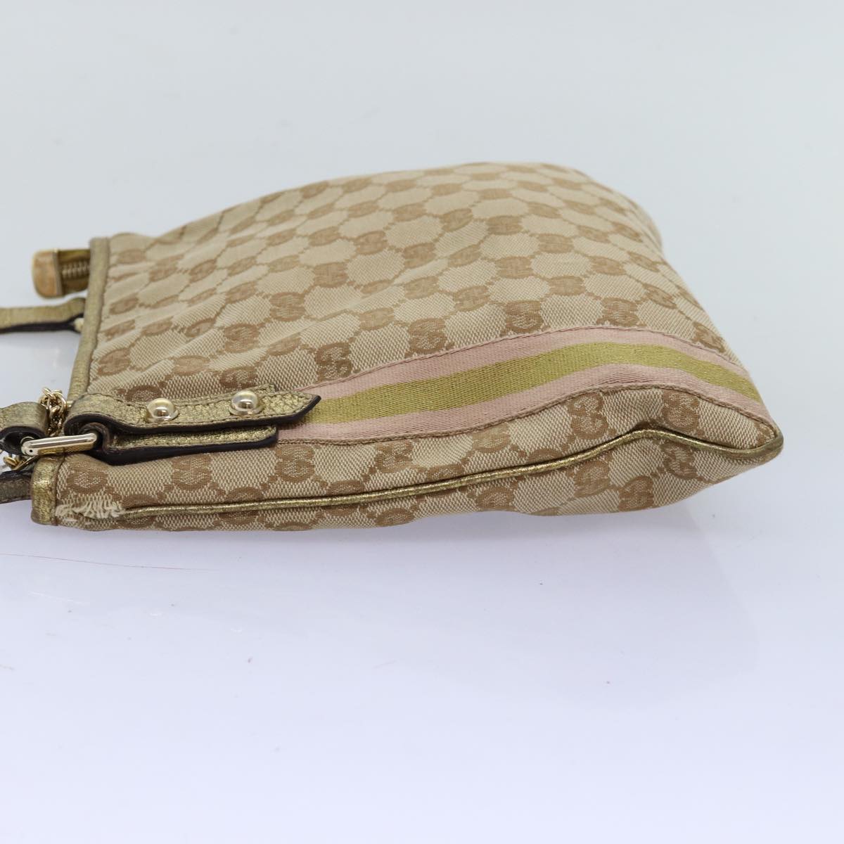 Luxury Gucci Trending 2025 GG Canvas Sherry Line Shoulder Bag Gold Beige pink 144388  72295