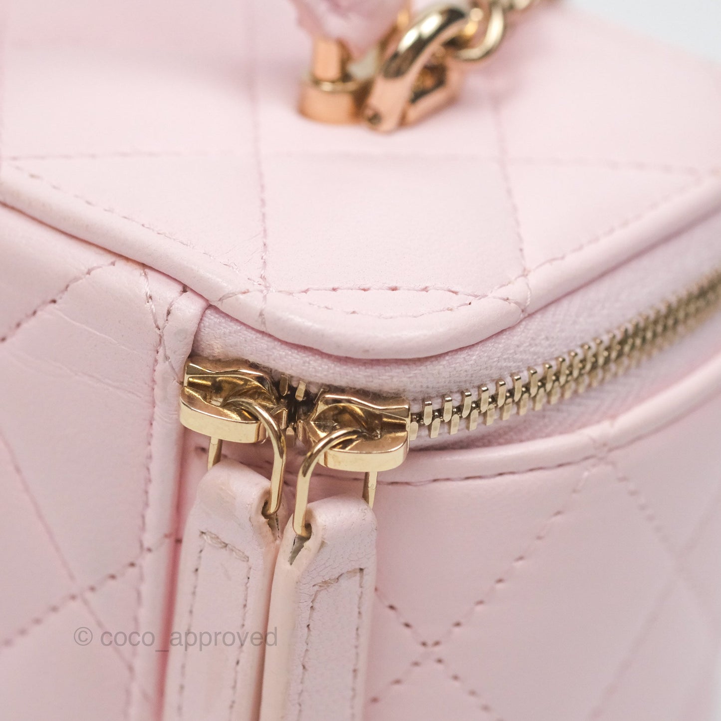 Chanel Vanity Rectangular Top Handle Light Pink Lambskin Gold Hardware