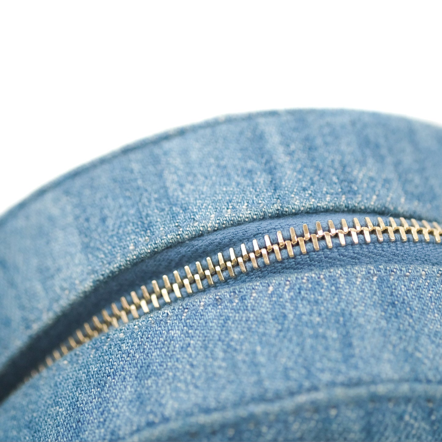 Chanel Quilted Pearl Crush Round Clutch With Chain Denim Aged Gold Hardware