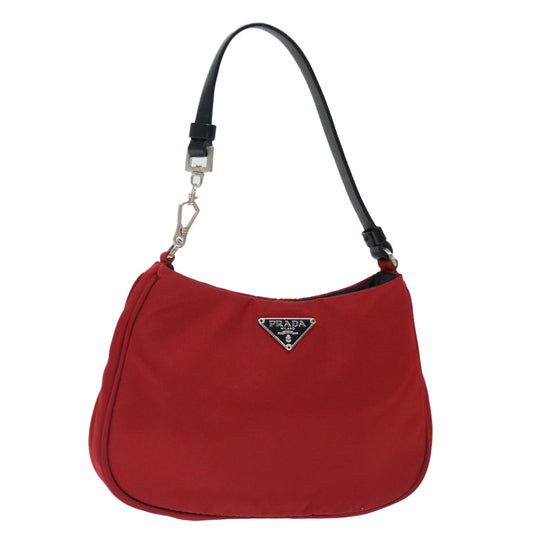 Luxury PradaPouch Hand Bag Nylon Red Black 72315