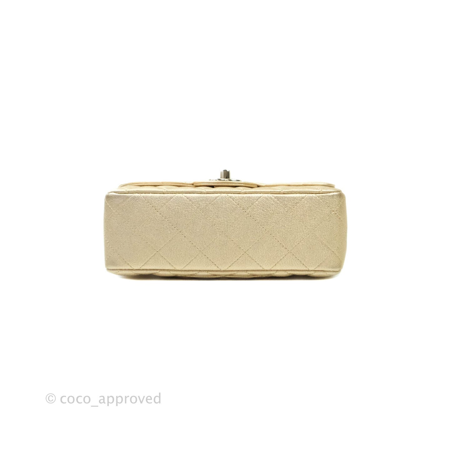 Chanel Classic Quilted Mini Rectangular Flap Iridescent Gold Lambskin Gold Hardware