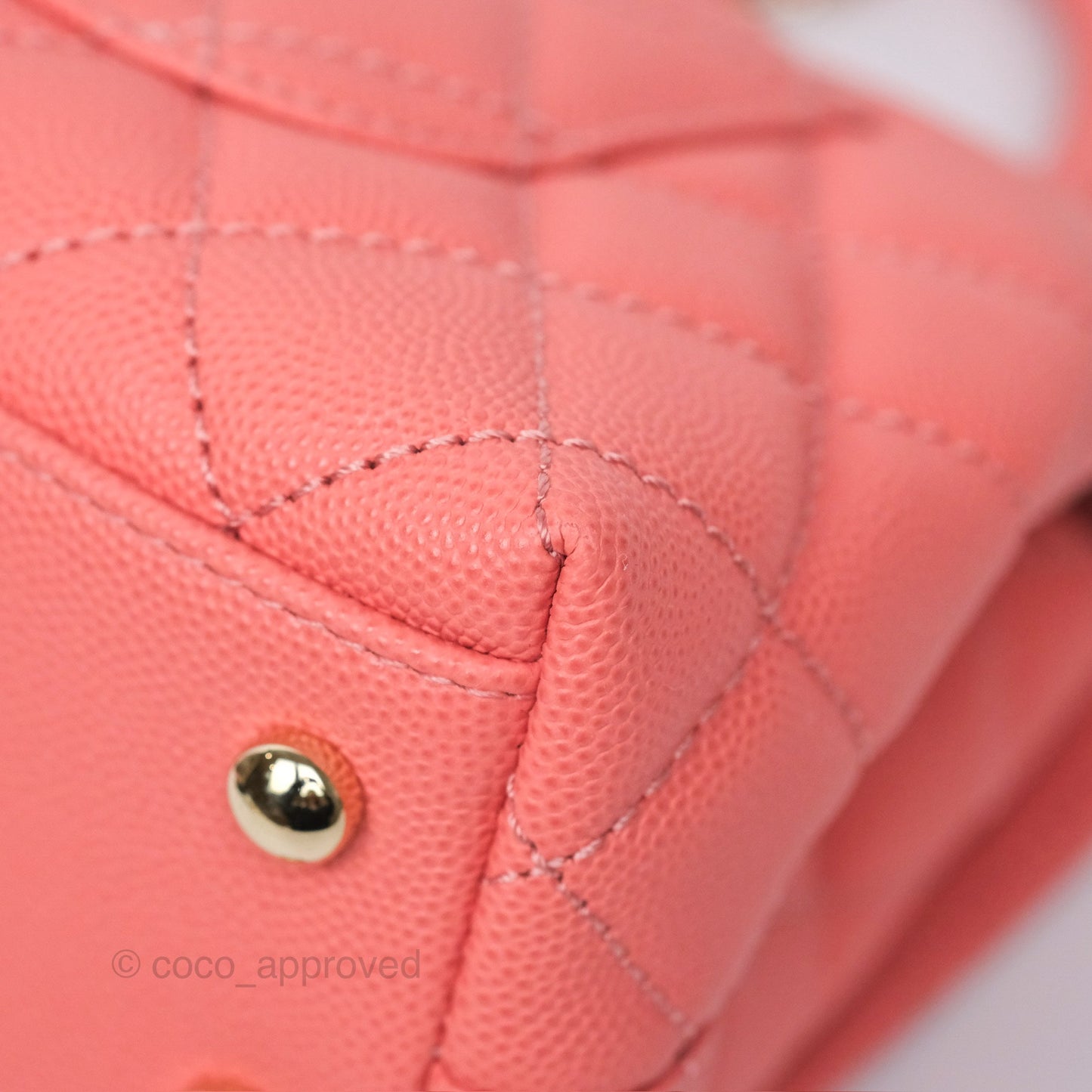 Chanel Mini Coco Handle Quilted Pink Caviar Gold Hardware