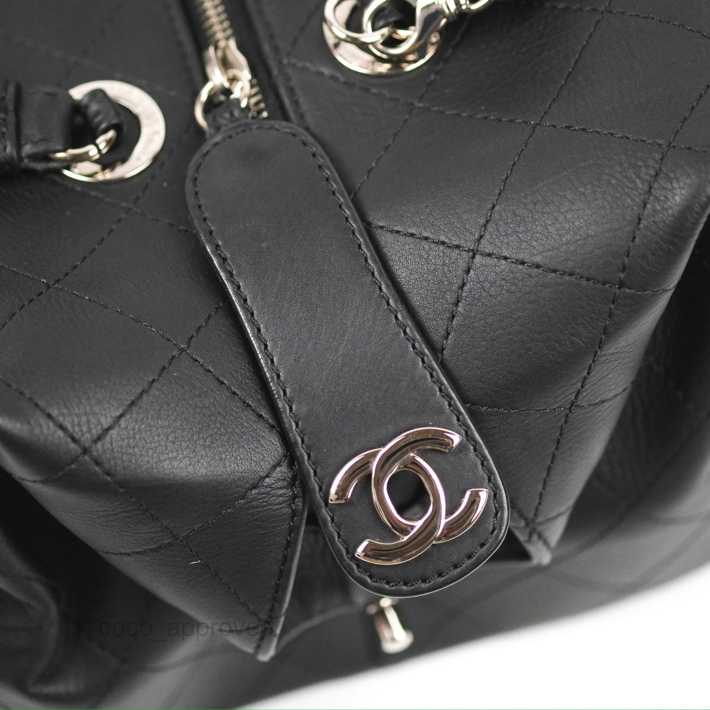 Chanel Flat Quilted Boston Bag Black Calfskin Silver Hardware