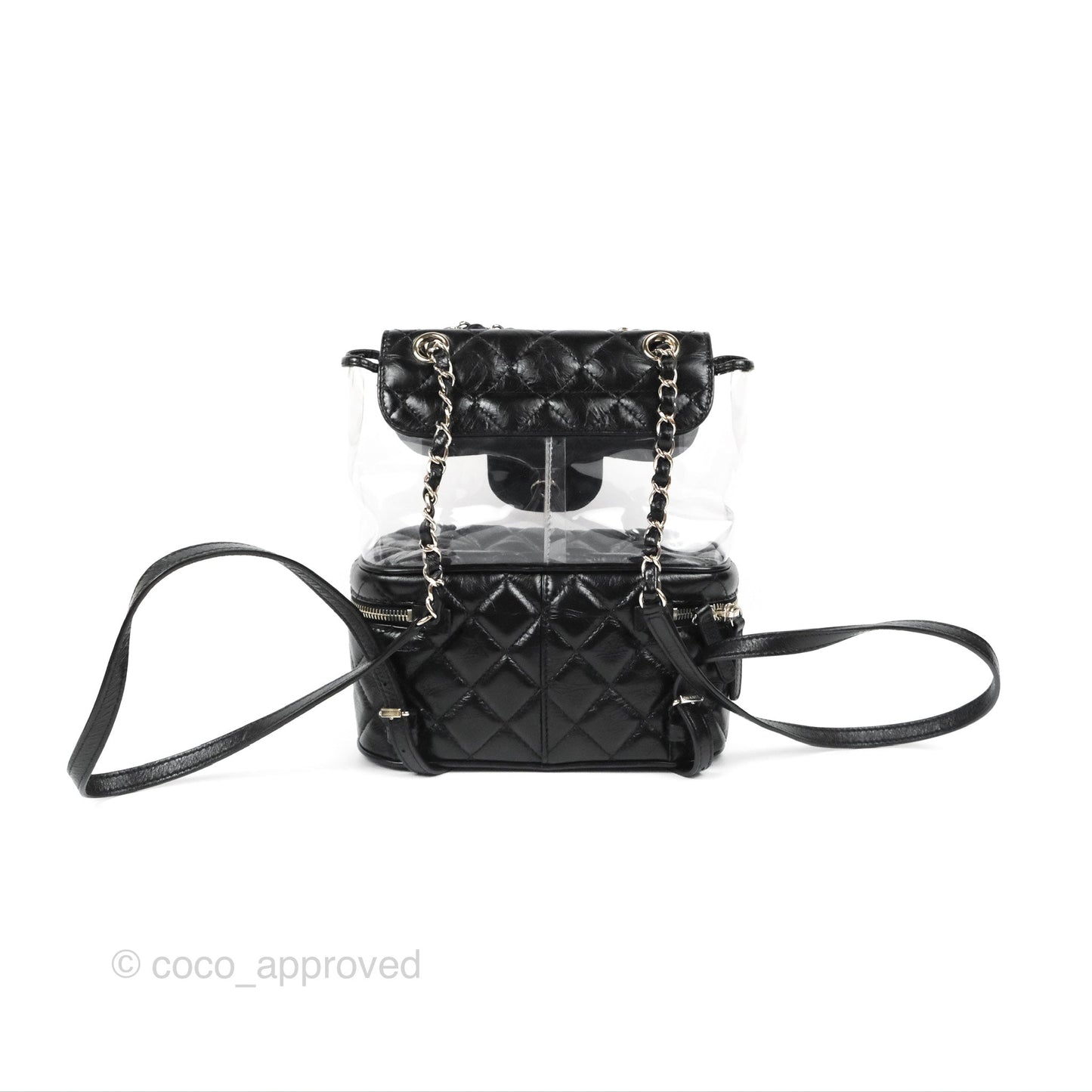 Chanel Aquarium PVC Backpack Black Crumpled Calfskin Silver Hardware