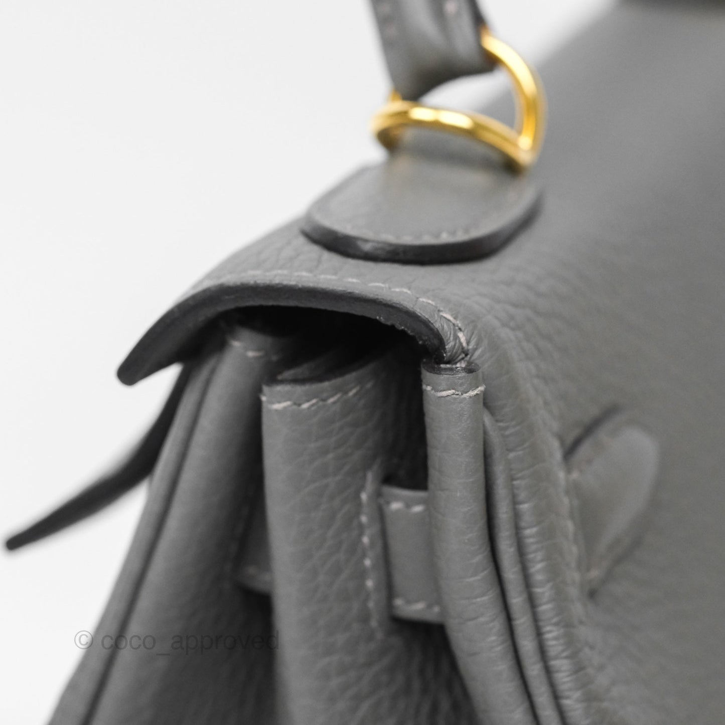 Hermès Kelly 28 Retourne Gris Meyer 0L Clemence Gold Hardware