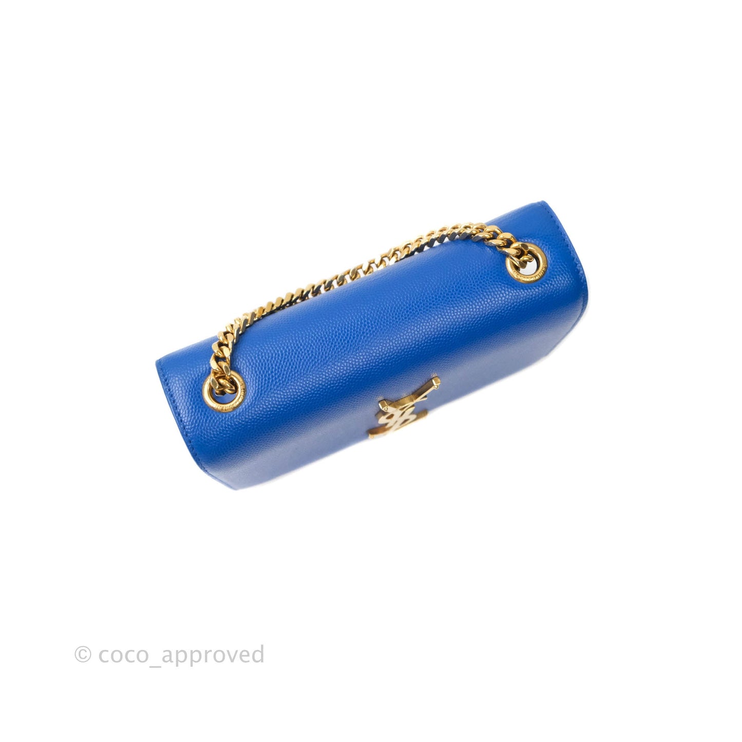Saint Laurent Classic Kate Original Small Blue Grained Calfskin Gold Hardware