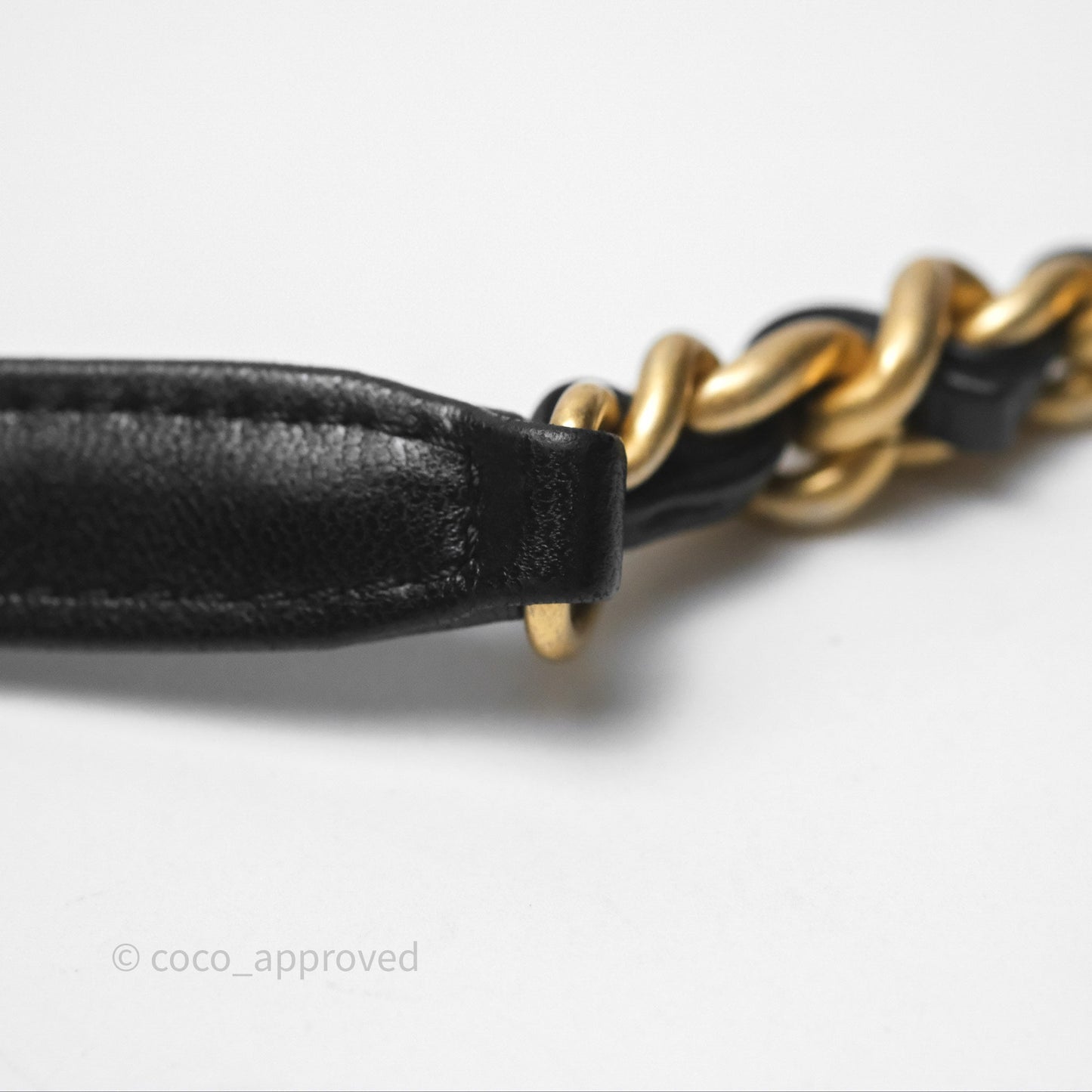 Chanel Logo Mini Square Flap Bag Black Lambskin Aged Gold Hardware 21B