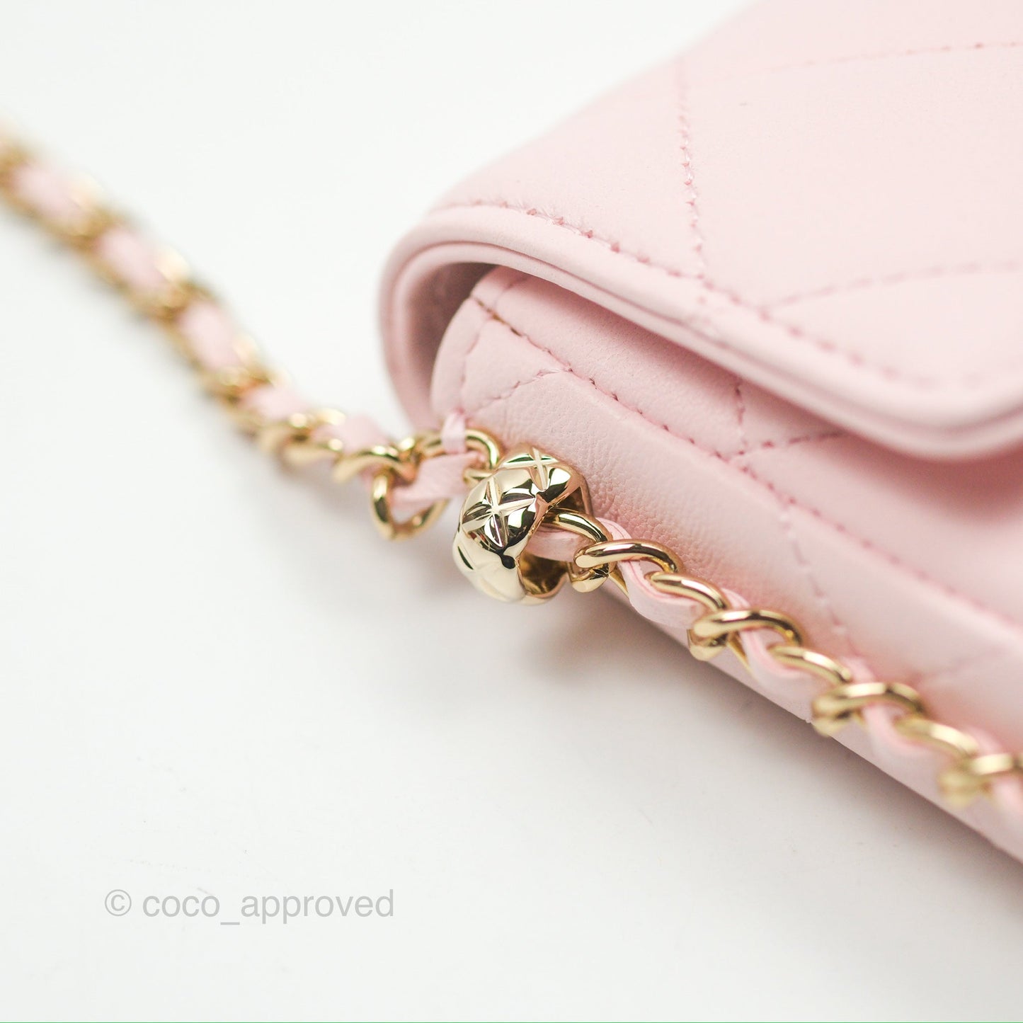 Chanel Mini Chain Around Clutch With Chain Pink Lambskin Gold Hardware 22S