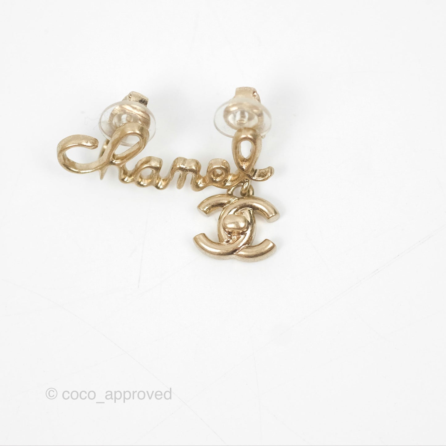 Chanel Logo CC Turnlock Ear Clips Gold Tone 21P