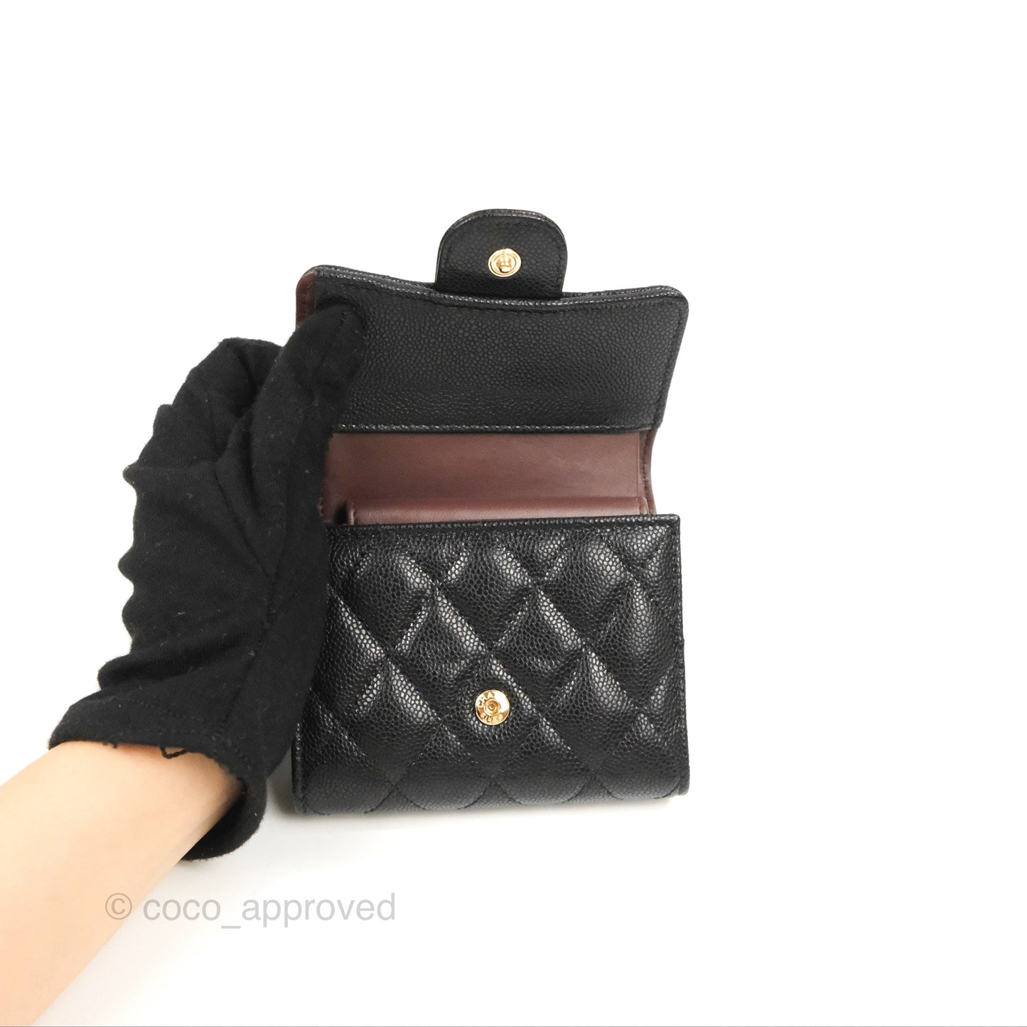 Chanel Classic Short Flap Wallet Black Caviar Gold Hardware
