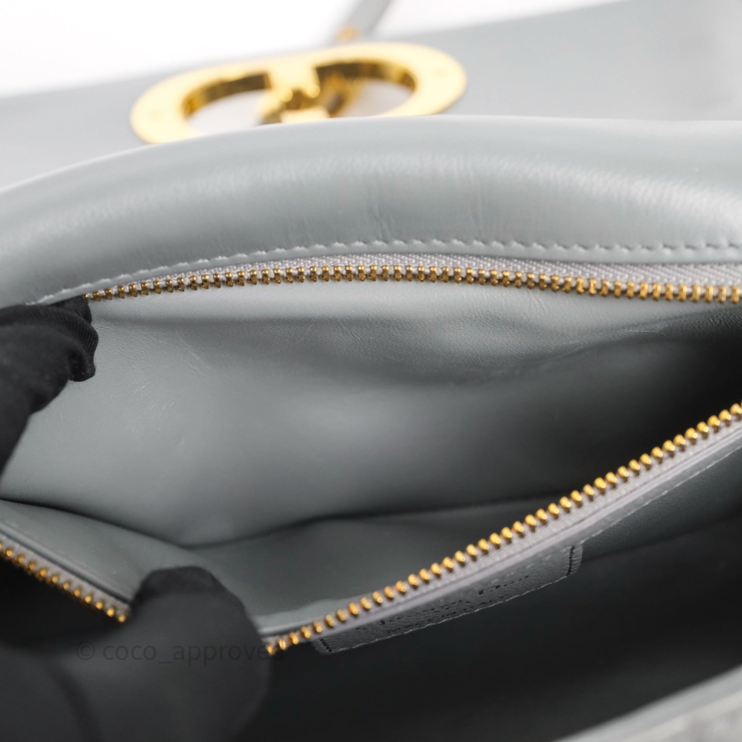 Christian Dior Caro Bag Medium Stone Grey Cannage Calfskin Gold Hardware