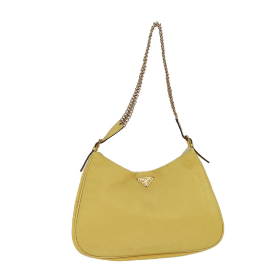 Luxury PradaChain Shoulder Bag Nylon Yellow 72424