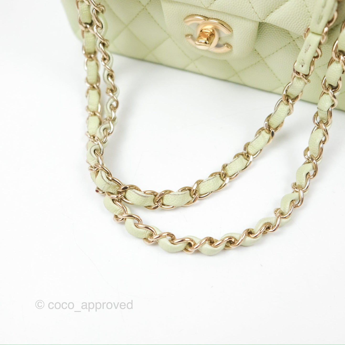 Chanel Small Quilted Classic Flap Mint Green Caviar Gold Hardware 22C