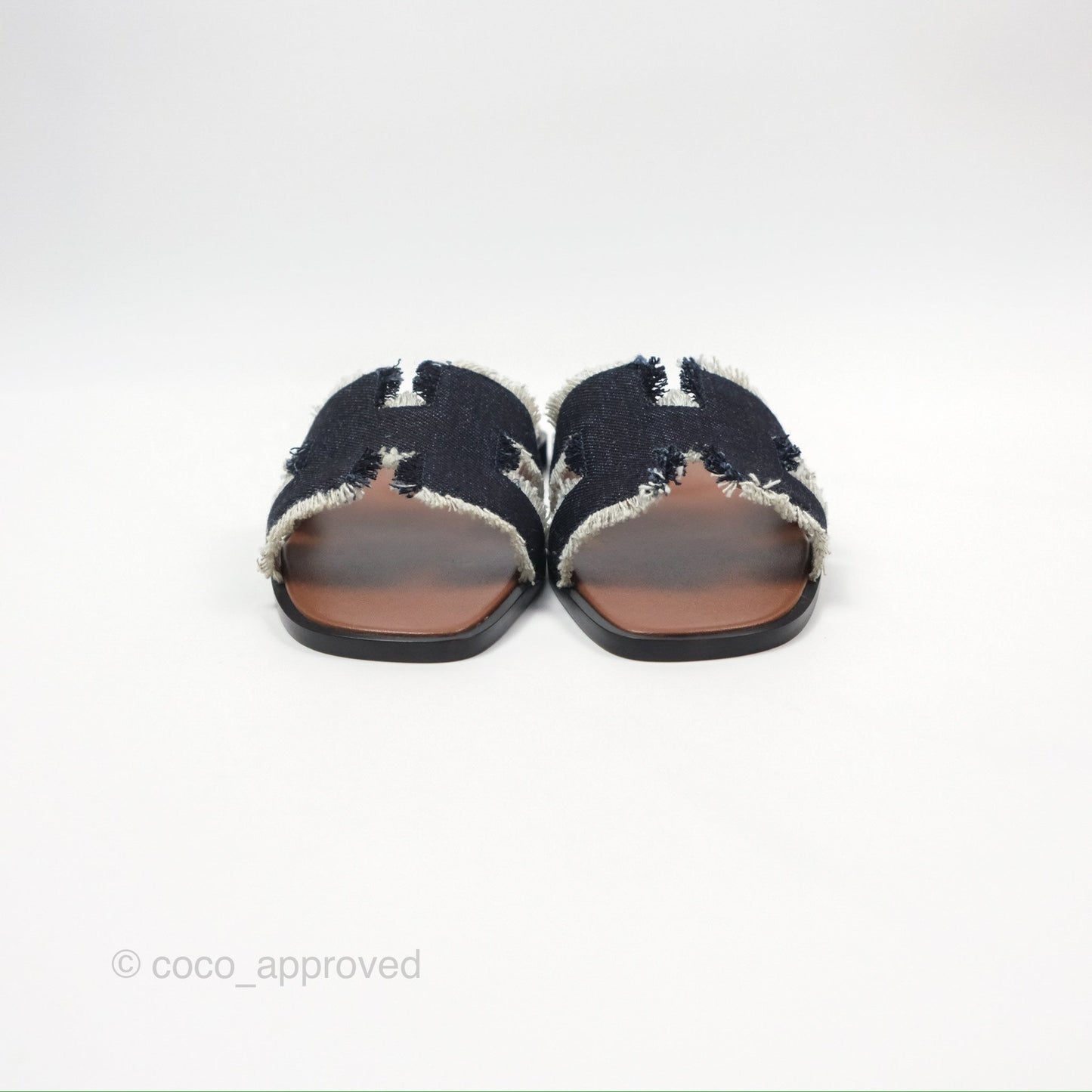 Hermès Oran Sandals in Black Denim Size 37