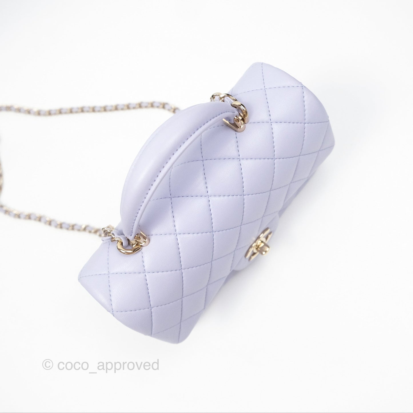 Chanel Top Handle Mini Rectangular Flap Bag Lilac Lambskin Gold Hardware