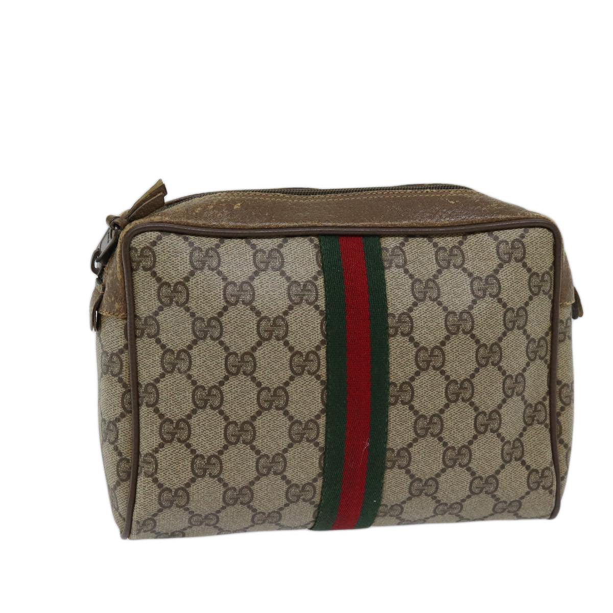 Luxury Gucci Trending 2025 GG Supreme Web Sherry Line Clutch Bag PVC Beige Red 89 01 012  72452