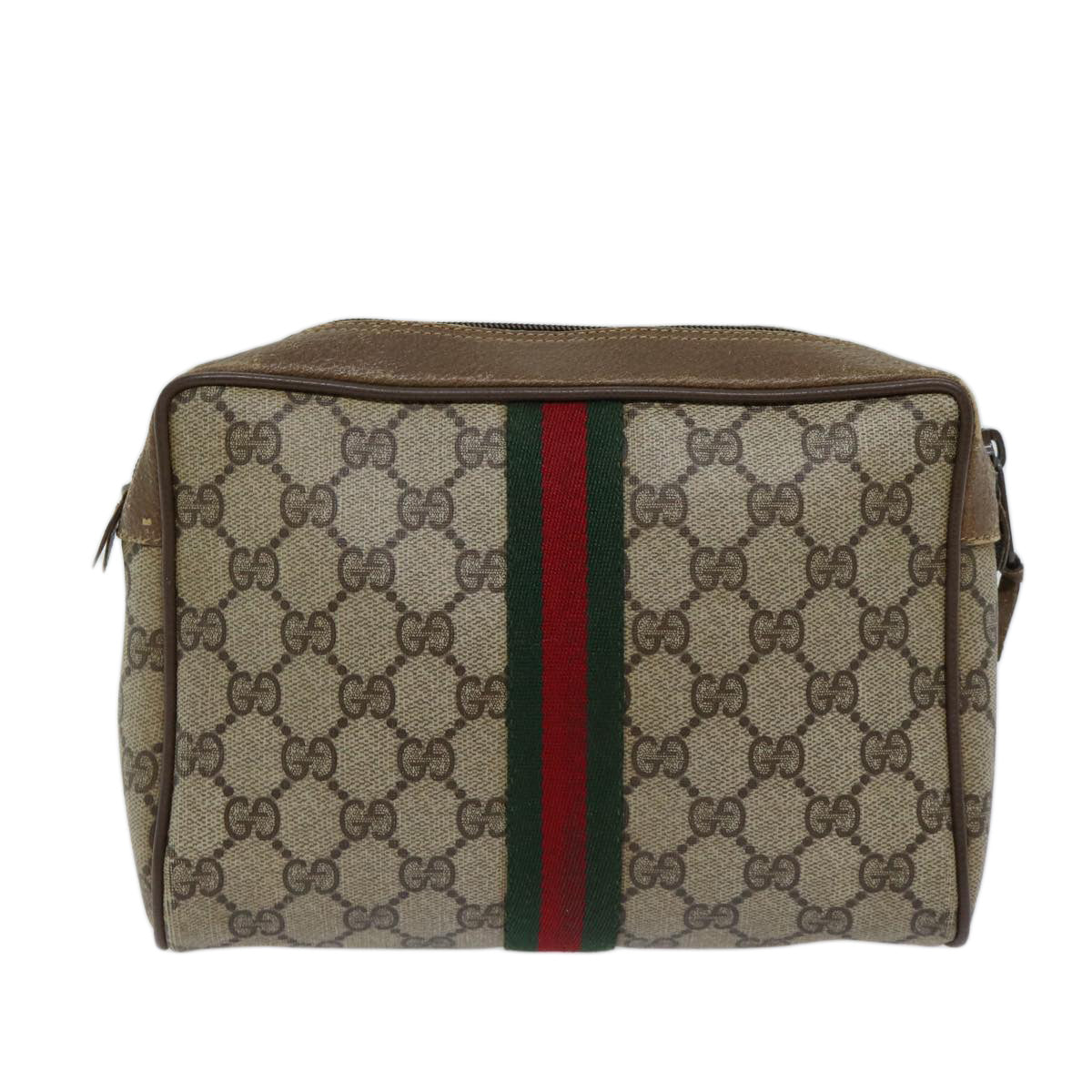 Luxury Gucci Trending 2025 GG Supreme Web Sherry Line Clutch Bag PVC Beige Red 89 01 012  72452