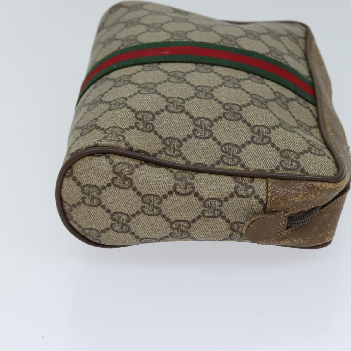 Luxury Gucci Trending 2025 GG Supreme Web Sherry Line Clutch Bag PVC Beige Red 89 01 012  72452