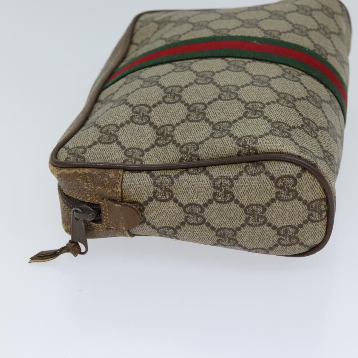 Luxury Gucci Trending 2025 GG Supreme Web Sherry Line Clutch Bag PVC Beige Red 89 01 012  72452
