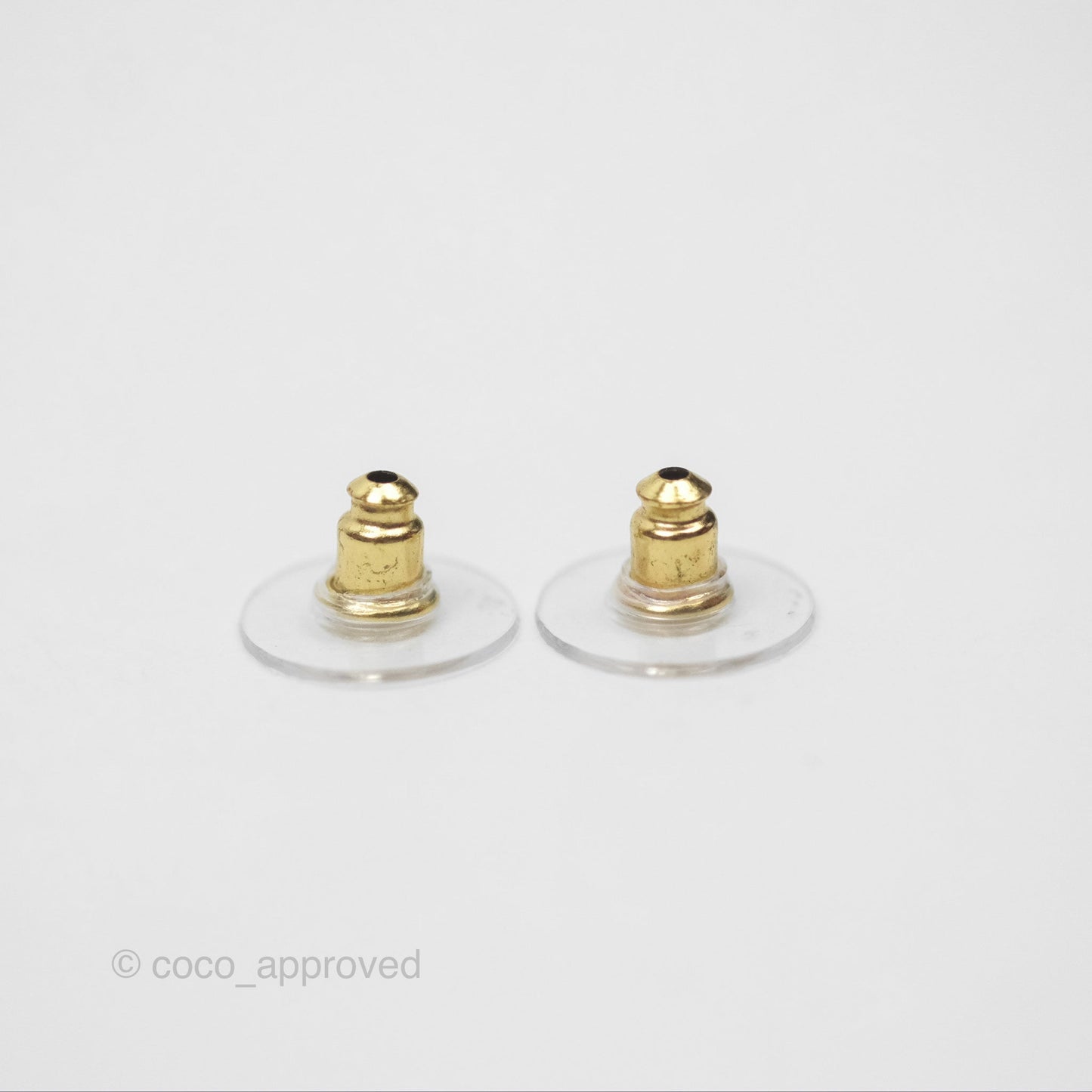 Chanel CC Square Black Earrings Gold Tone 24A