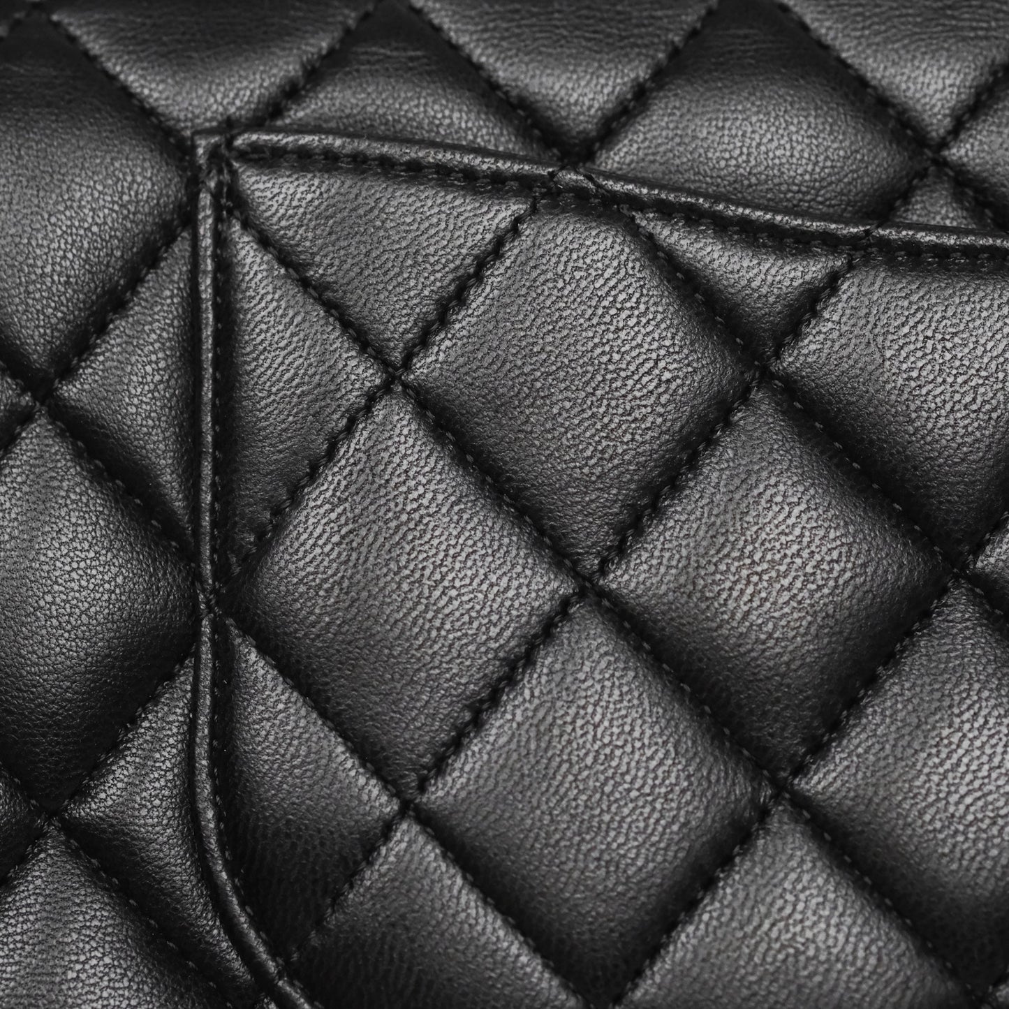 Chanel Classic M/L Medium Flap Quilted Black Lambskin Silver Hardware