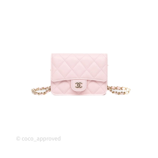 Chanel Mini Clutch With Chain Light Pink Caviar Gold Hardware
