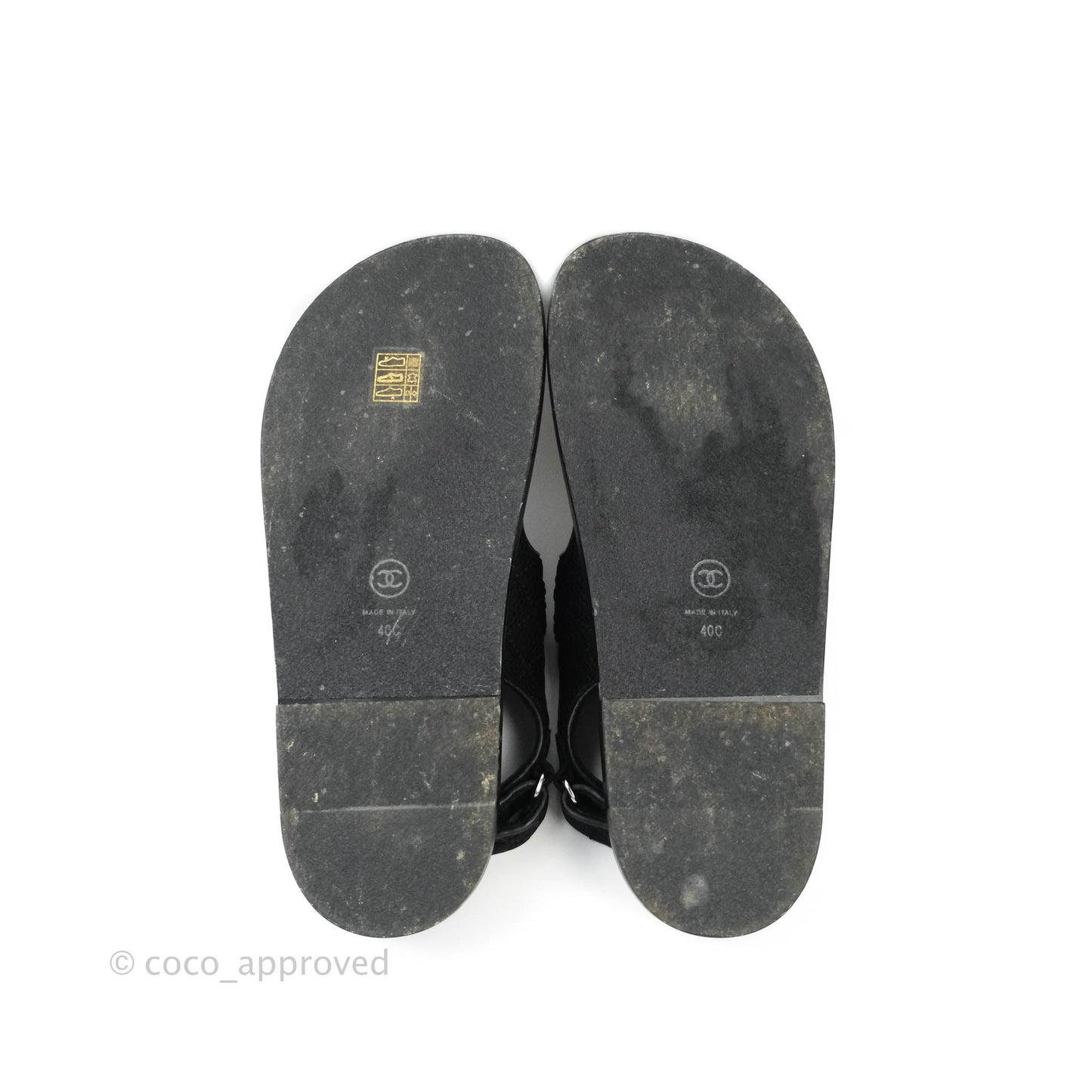 Chanel CC Black Fabric Slide Strap Flat Dad Sandals 21C