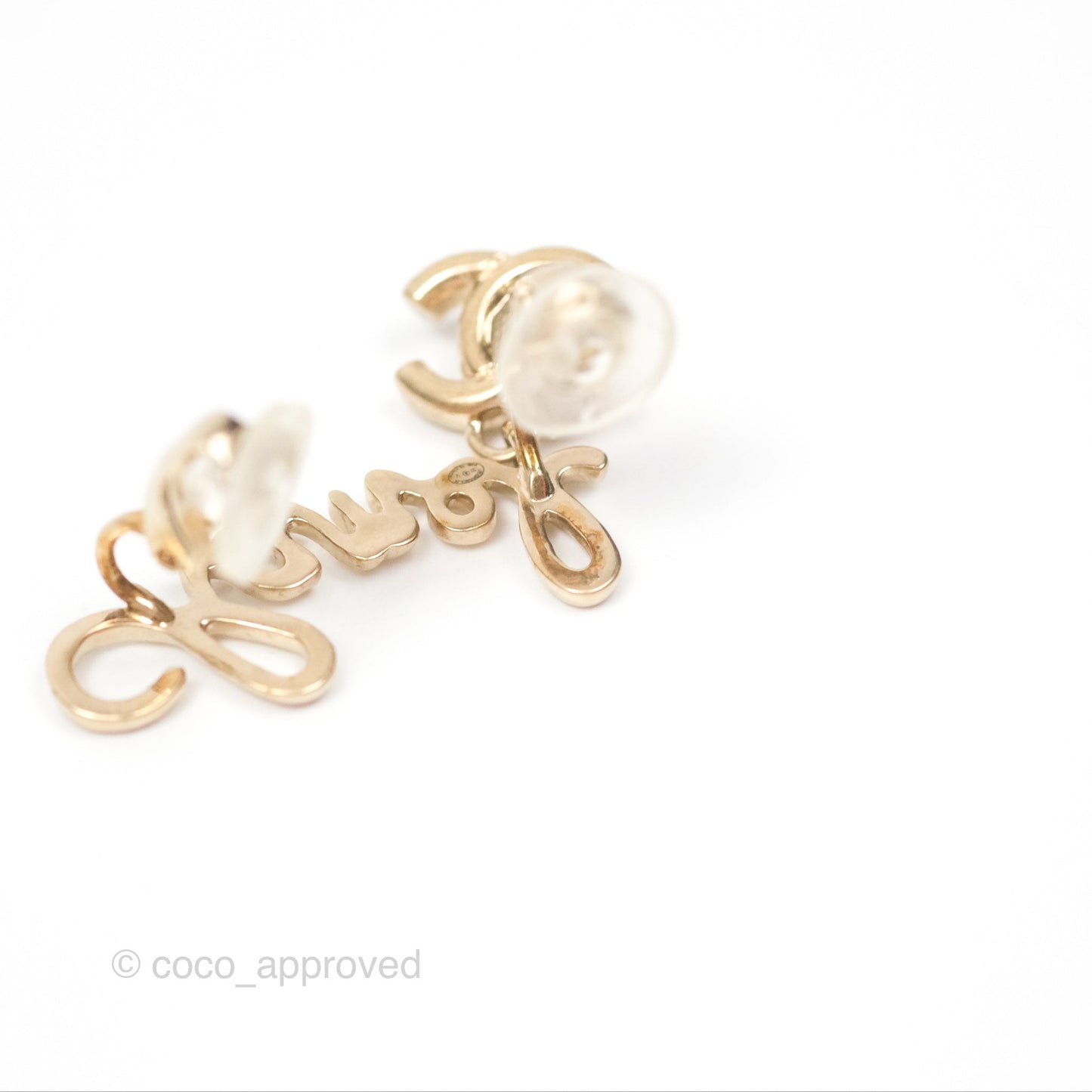 Chanel Logo CC Turnlock Ear Clips Gold Tone 22V