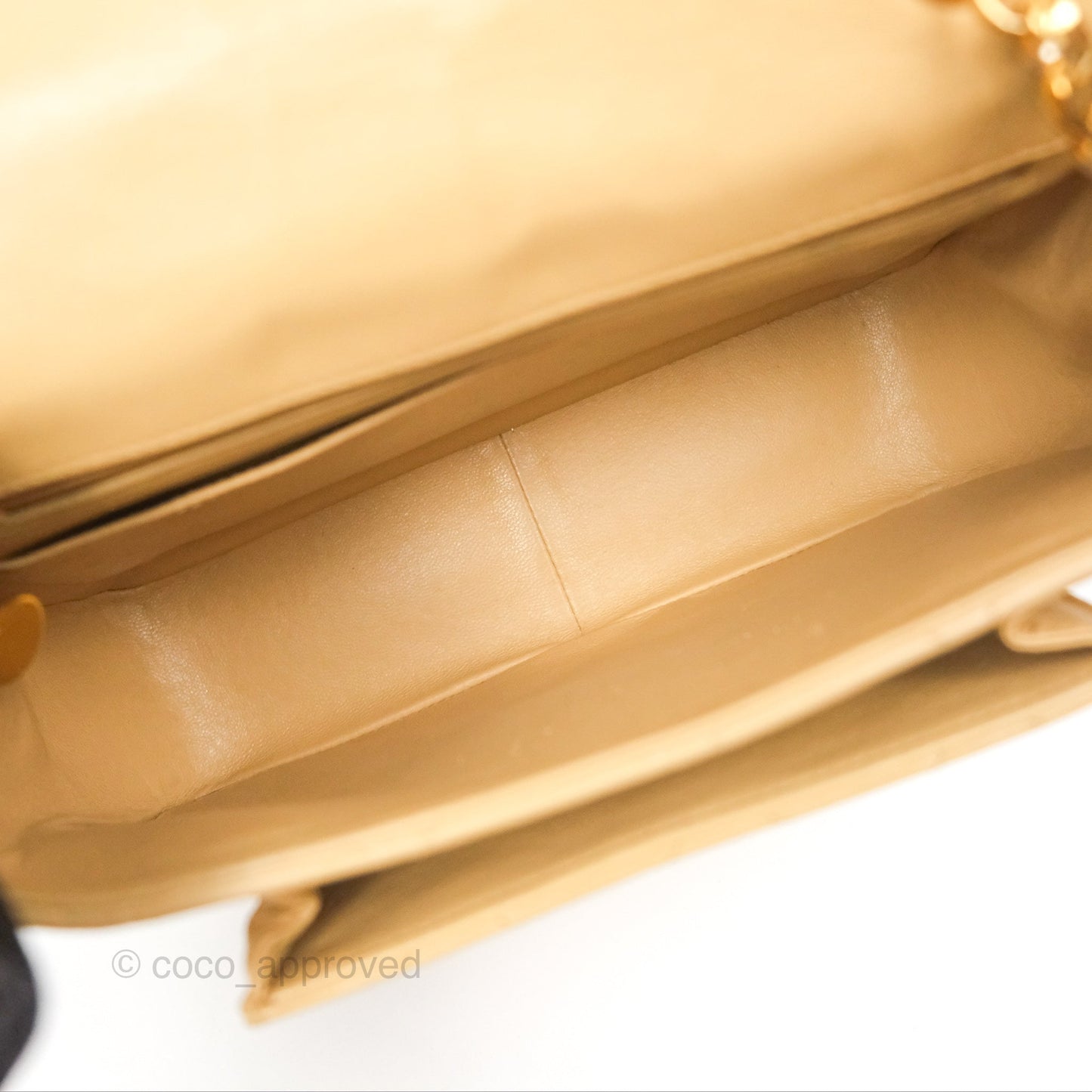 Chanel Vintage Round Flap Bag Quilted Beige Lambskin Gold Hardware